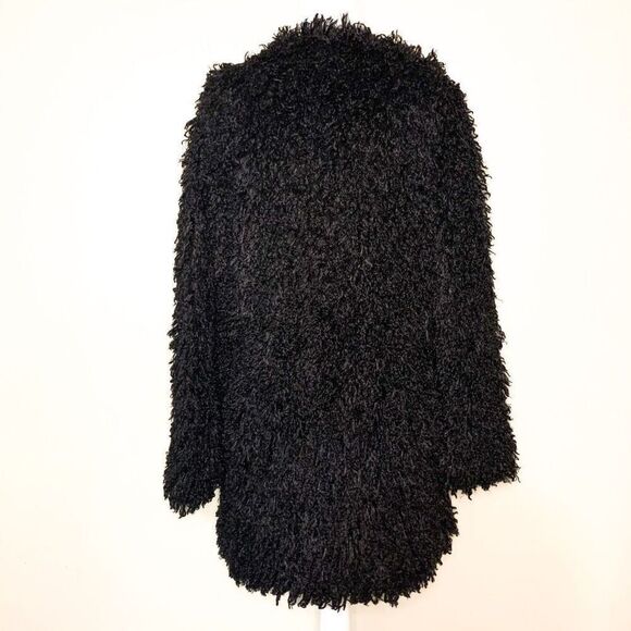 Smythe 'Mongolian' Faux Fur Shaggy Black Mid Length Coat Small US 2 - Picture 5 of 10